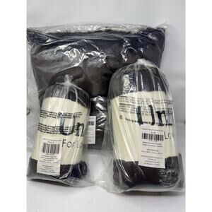 Unhide 3- Faux Fur Bundle In Chocolate, Squish Pillow, Small & Medium Blankets